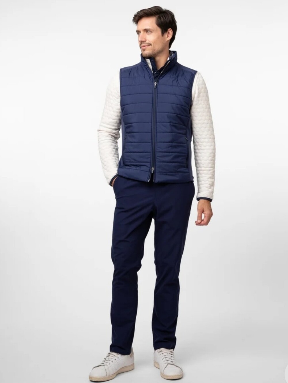 Rhoback Fulton Performance Vest Fleet Navy Blue Golf Men Large Preppy Activewear